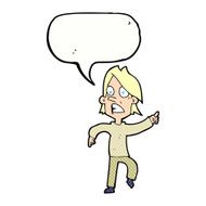 cartoon worried man pointing with speech bubble N34