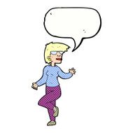 cartoon woman waving with speech bubble N378