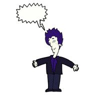 cartoon happy vampire with speech bubble N45