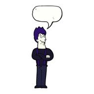 cartoon happy vampire with speech bubble N46