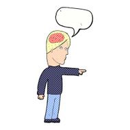 cartoon clever man pointing with speech bubble N11