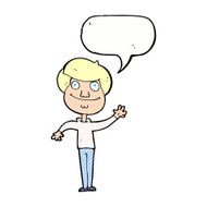 cartoon happy man waving with speech bubble N46