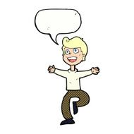 cartoon excited boy with speech bubble N163