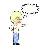 cartoon woman accusing with speech bubble N12