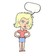 cartoon woman with hands on hips speech bubble N245