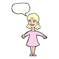 cartoon woman with open arms speech bubble N116