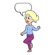 cartoon friendly woman waving with speech bubble N57