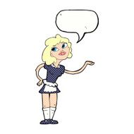 cartoon waitress serving with speech bubble N12