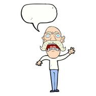 cartoon angry old man with speech bubble N164