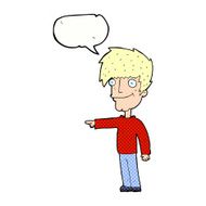 cartoon happy man pointing with speech bubble N70