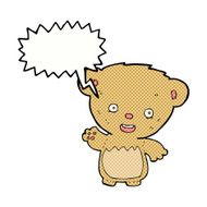 cartoon teddy bear waving with speech bubble N19