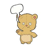cartoon teddy bear waving with speech bubble N20
