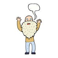 cartoon frightened old man with beard speech bubble N12