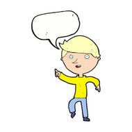 cartoon happy pointing with speech bubble N12
