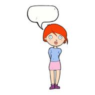 cartoon surprised girl with speech bubble N23