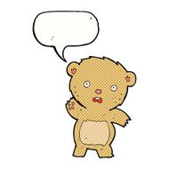 cartoon unhappy teddy bear with speech bubble N7