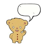 cartoon teddy bear waving with speech bubble N21