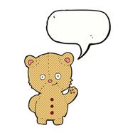 cartoon teddy bear waving with speech bubble N22