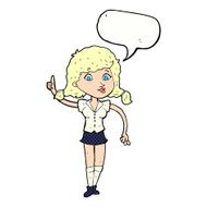 cartoon pretty woman with idea speech bubble N81
