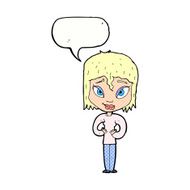 cartoon satisfied woman with speech bubble N11