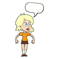 cartoon surprised woman with speech bubble N284
