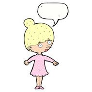 cartoon surprised woman with speech bubble N285