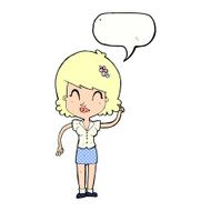 cartoon pretty woman with idea speech bubble N82