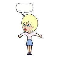 cartoon annoyed girl with speech bubble N23