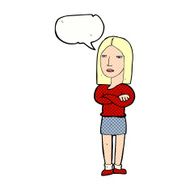 cartoon woman with folded arms speech bubble N34
