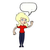 cartoon pretty woman waving with speech bubble N104