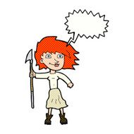 cartoon woman with spear speech bubble N12