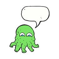 cartoon alien squid face with speech bubble N35