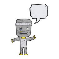 cartoon funny old robot with speech bubble N8