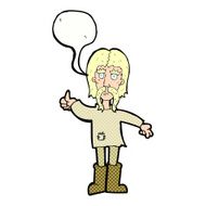 cartoon hippie man giving thumbs up symbol with speech bubble N12