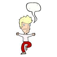 cartoon frightened man with speech bubble N95