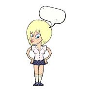 cartoon woman with hands on hips speech bubble N249