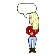 cartoon woman ignoring with speech bubble N23