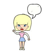 cartoonw woman waving with speech bubble N4