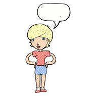 cartoon woman with hands on hips speech bubble N250