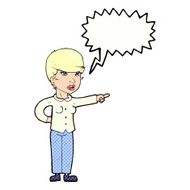 cartoon woman pointing finger of blame with speech bubble N12