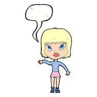 cartoon woman making gesture with speech bubble N12