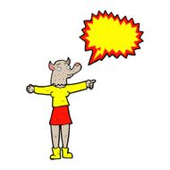 cartoon pointing werewolf woman with speech bubble N8
