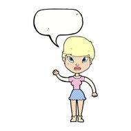 cartoon woman waving with speech bubble N382