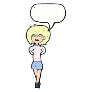 cartoon shocked woman with speech bubble N111