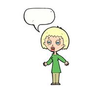 cartoon tired woman with speech bubble N34