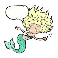 cartoon mermaid with speech bubble N75