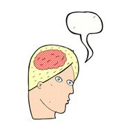 cartoon head with brain symbol speech bubble N45