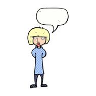 cartoon curious woman with speech bubble N69
