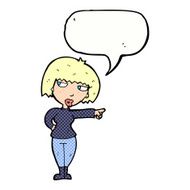 cartoon annoyed woman pointing with speech bubble N12