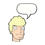 cartoon nervous man with speech bubble N157